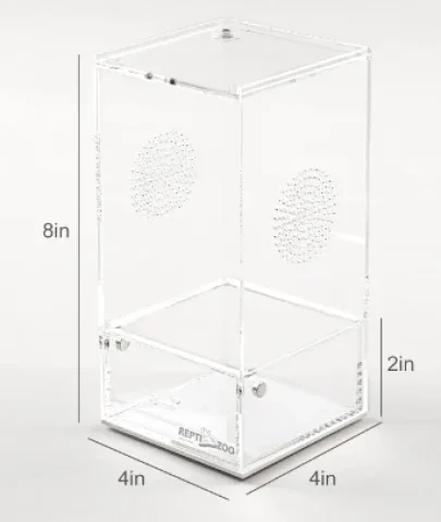 Reptizoo Acrylic Case w/ Removable Tray, 4"x4"x8" (ACR46)
