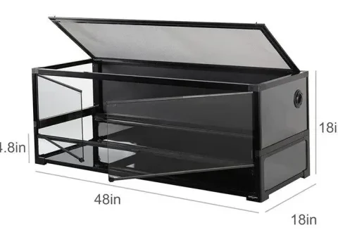 Reptizoo Easy Folding Reptile Terrarium Black PVC Panel 47.2"x17.7"x17.7" (NRK0122)